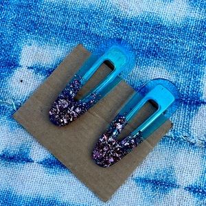 Pink and Sky Blue Resin Hair Clips